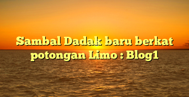 Sambal Dadak baru berkat potongan Limo : Blog1