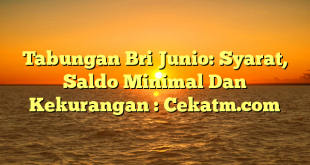 Tabungan Bri Junio: Syarat, Saldo Minimal Dan Kekurangan : Cekatm.com